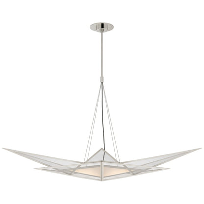 Visual Comfort Ori 55" Medium Linear LED Chandelier with Clear Lined Glass by Kelly Wearstler