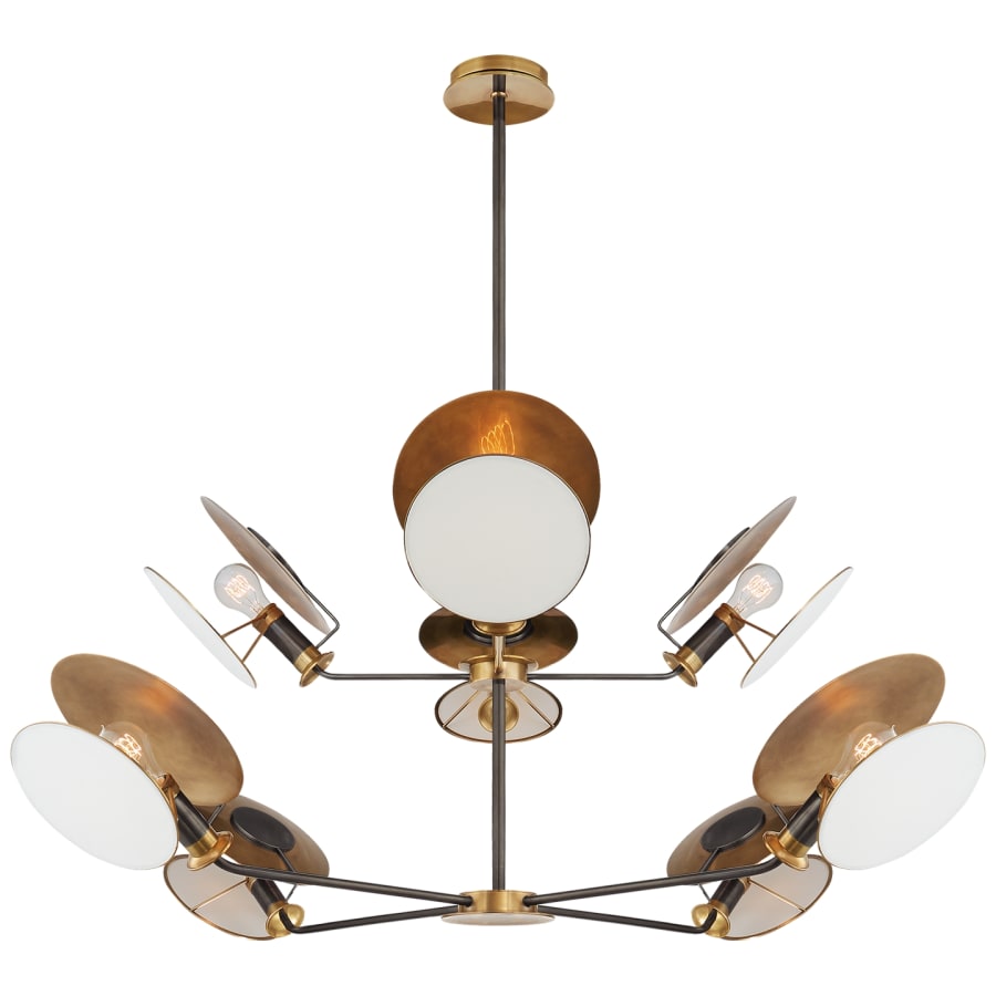 Visual Comfort Osiris 54" Large Reflector Chandelier with Linen Diffusers by Thomas O'Brien