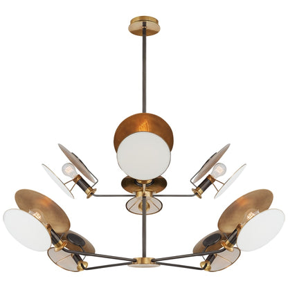 Visual Comfort Osiris 54" Large Reflector Chandelier with Linen Diffusers by Thomas O'Brien