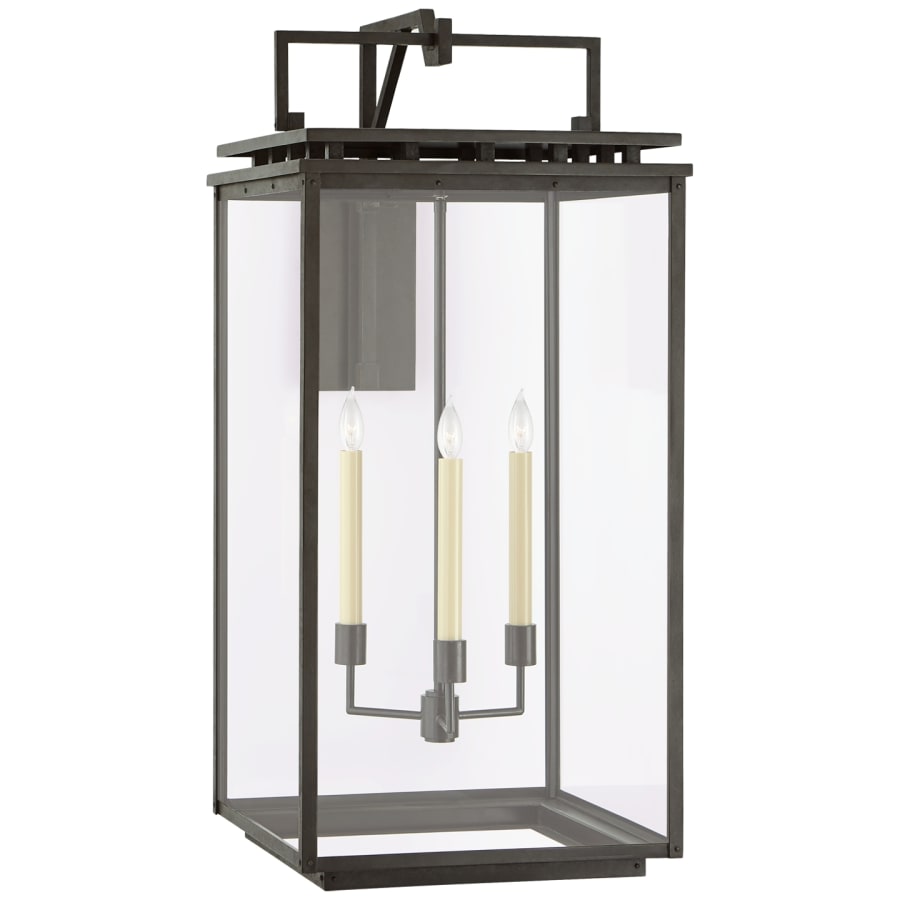 Visual Comfort Cheshire 37" Grande Bracketed Wall Lantern in Aged Iron with Clear Glass by Chapman & Myers