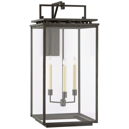 Visual Comfort Cheshire 37" Grande Bracketed Wall Lantern in Aged Iron with Clear Glass by Chapman & Myers