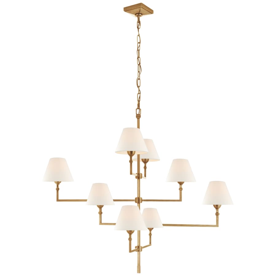 Visual Comfort Jane 48" Large Offset Chandelier with Linen Shades by Alexa Hampton