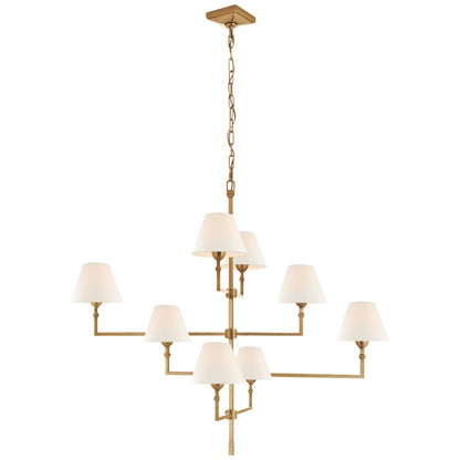 Visual Comfort Jane 48" Large Offset Chandelier with Linen Shades by Alexa Hampton
