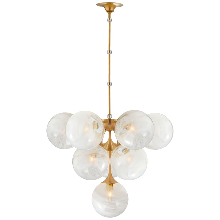 Visual Comfort Cristol 26" Tiered Chandelier with White Strie Glass by AERIN