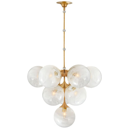 Visual Comfort Cristol 26" Tiered Chandelier with White Strie Glass by AERIN