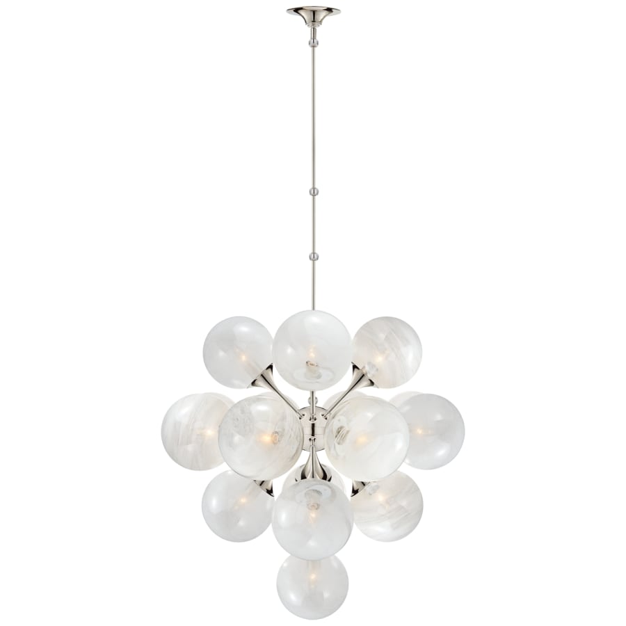 Visual Comfort Cristol 33" Large Tiered Chandelier with White Strie Glass by AERIN