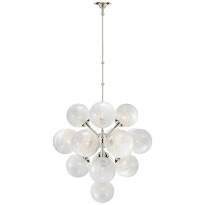 Visual Comfort Cristol 33" Large Tiered Chandelier with White Strie Glass by AERIN