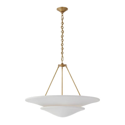 Visual Comfort Mollino 32" Large Tiered Chandelier with Plaster White Shade by AERIN