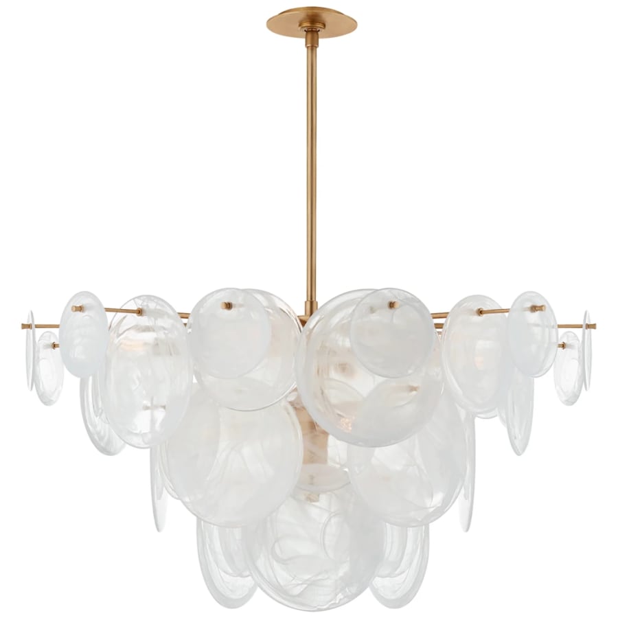 Visual Comfort Loire 37" Large Chandelier with White Strie Glass by AERIN