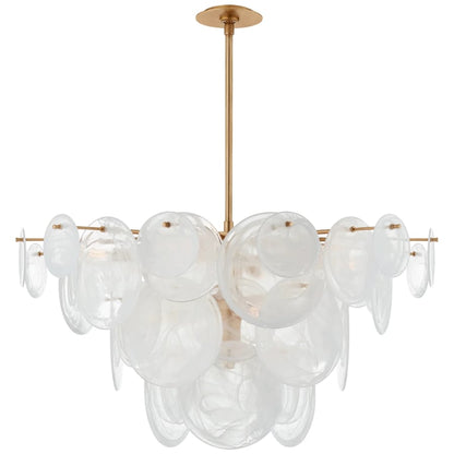 Visual Comfort Loire 37" Large Chandelier with White Strie Glass by AERIN