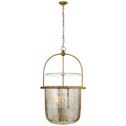 Visual Comfort Lorford 43" Large Smoke Bell Lantern with Mercury Glass by E.F. Chapman