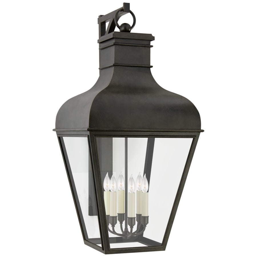 Visual Comfort Fremont 46" Grande Bracketed Wall Lantern in French Rust with Clear Glass by Chapman & Myers