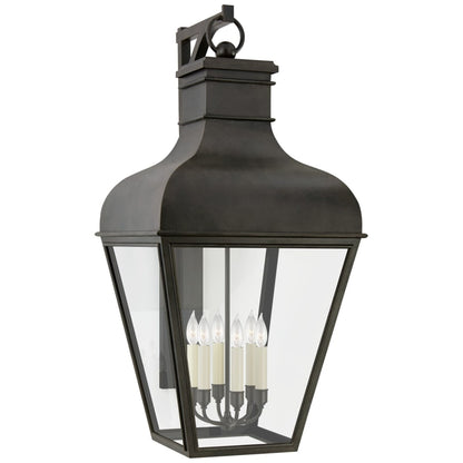 Visual Comfort Fremont 46" Grande Bracketed Wall Lantern in French Rust with Clear Glass by Chapman & Myers