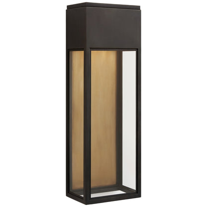 Visual Comfort Irvine 27" Large 3/4 Wall Lantern in Bronze with Clear Glass by Chapman & Myers