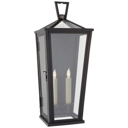Visual Comfort Darlana 24" Medium Tall 3/4 Wall Lantern in Bronze with Clear Glass by E. F. Chapman