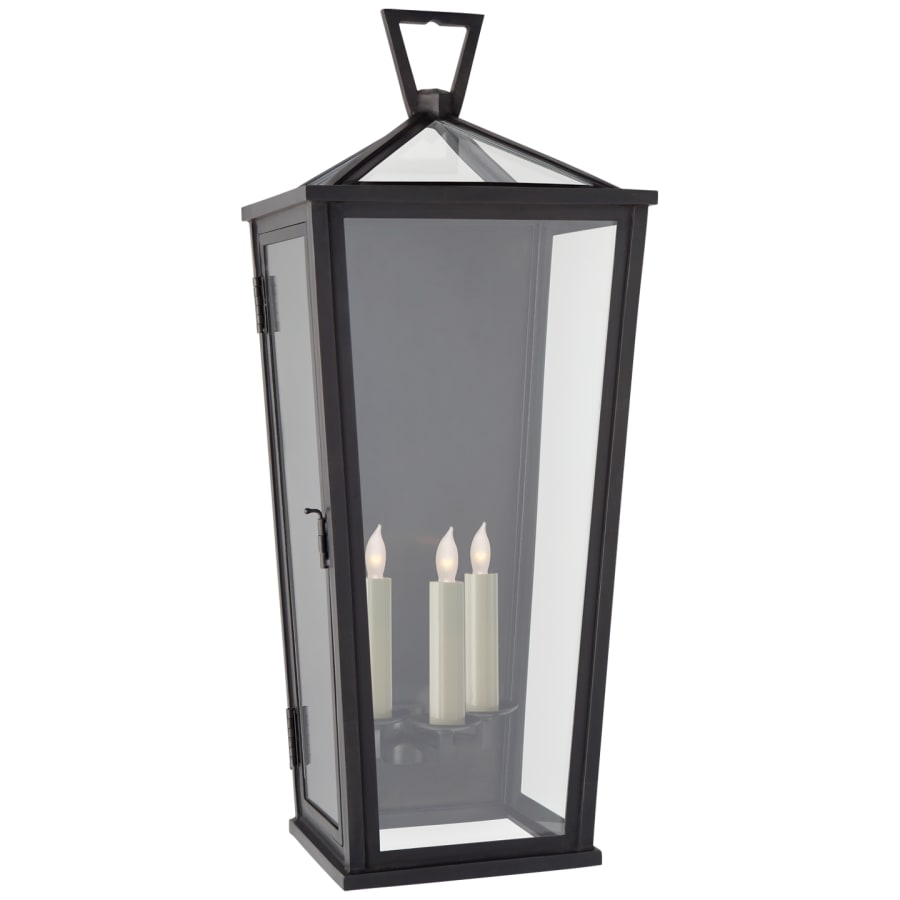 Visual Comfort Darlana 28" Large Tall 3/4 Wall Lantern in Bronze with Clear Glass by E. F. Chapman