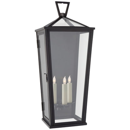 Visual Comfort Darlana 28" Large Tall 3/4 Wall Lantern in Bronze with Clear Glass by E. F. Chapman