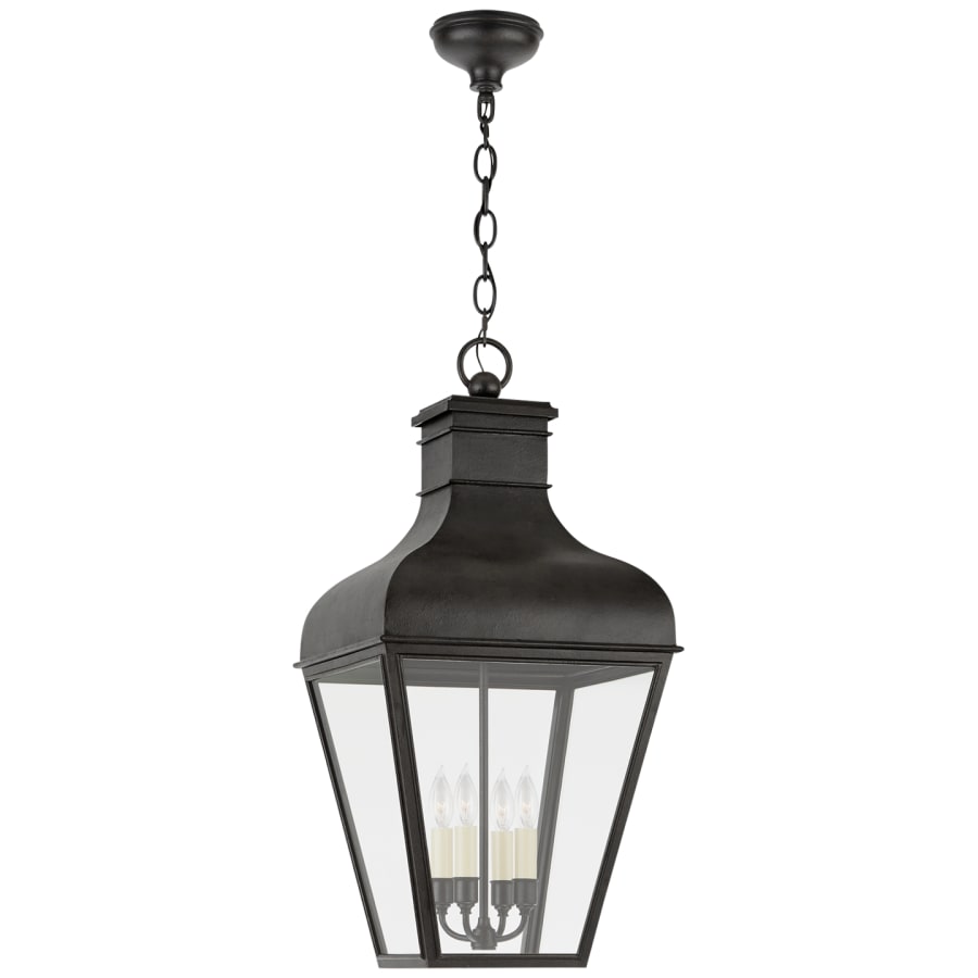 Visual Comfort Fremont 35" Large Hanging Lantern in French Rust with Clear Glass by Chapman & Myers