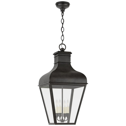Visual Comfort Fremont 35" Large Hanging Lantern in French Rust with Clear Glass by Chapman & Myers