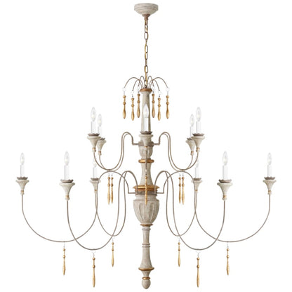 Visual Comfort Fortuna 59" Large Chandelier in Vintage White and Gild by Julie Neill