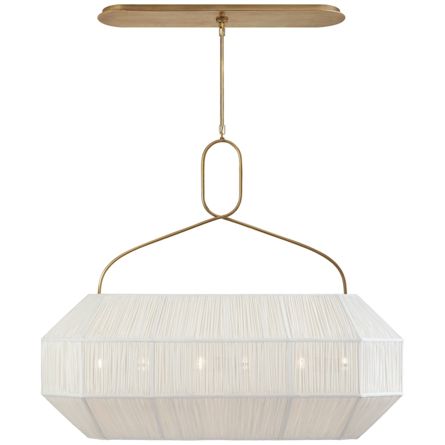 Visual Comfort Forza 49" Medium Linear Lantern with Gathered Linen Shade by Kelly Wearstler