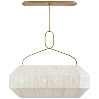 Visual Comfort Forza 49" Medium Linear Lantern with Gathered Linen Shade by Kelly Wearstler
