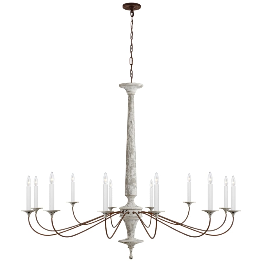 Visual Comfort Bordeaux 60" Grande Chandelier in Swedish White and Natural Rust by Suzanne Kasler