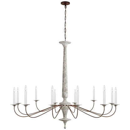 Visual Comfort Bordeaux 60" Grande Chandelier in Swedish White and Natural Rust by Suzanne Kasler