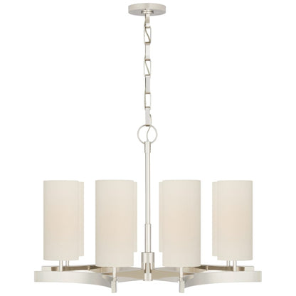 Visual Comfort Aimee 27" Medium Chandelier with Linen Shades by Suzanne Kasler