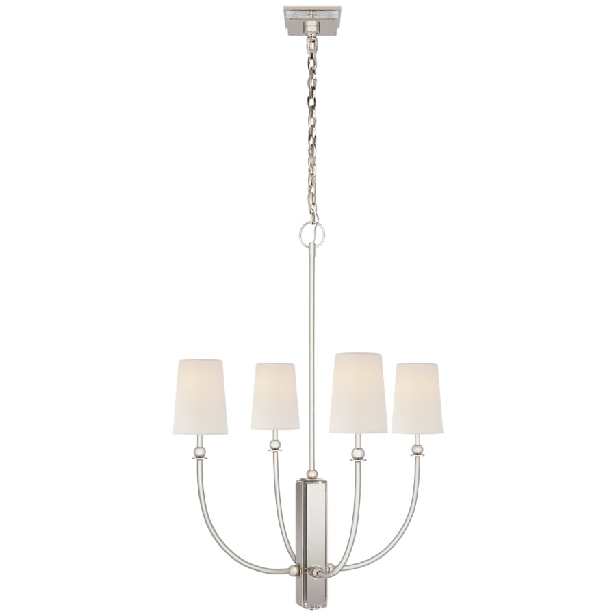 Visual Comfort Hulton 28" Medium Chandelier with Linen Shades by Thomas O'Brien