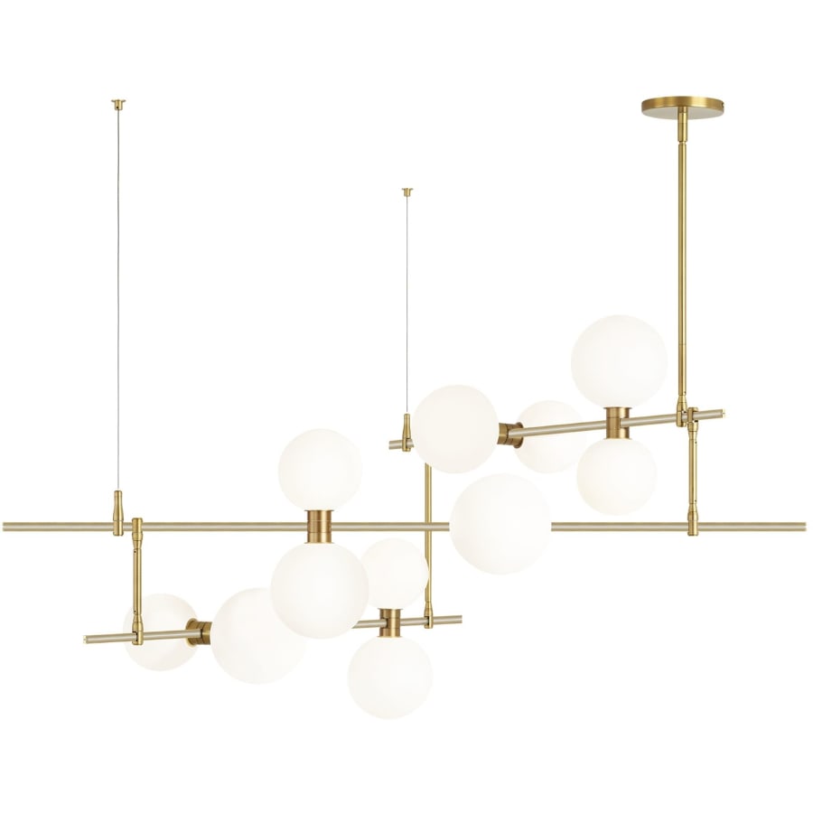 Visual Comfort ModernRail 48" Wide Integrated LED Linear Chandelier with Surface Transformer and Frosted Orb Shades
