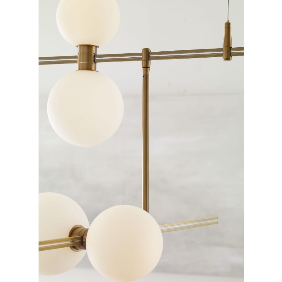 Visual Comfort ModernRail 48" Wide Integrated LED Linear Chandelier with Surface Transformer and Frosted Orb Shades