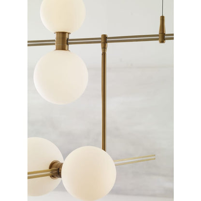 Visual Comfort ModernRail 48" Wide Integrated LED Linear Chandelier with Surface Transformer and Frosted Orb Shades