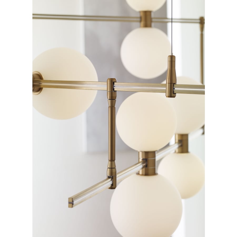 Visual Comfort ModernRail 48" Wide Integrated LED Linear Chandelier with Surface Transformer and Frosted Orb Shades