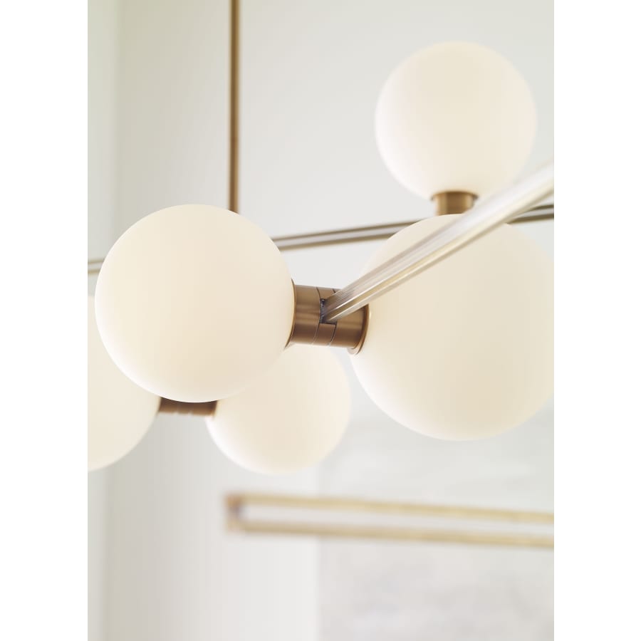 Visual Comfort ModernRail 48" Wide Integrated LED Linear Chandelier with Surface Transformer and Frosted Orb Shades