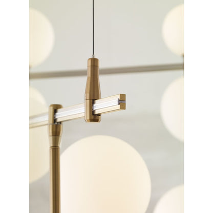 Visual Comfort ModernRail 48" Wide Integrated LED Linear Chandelier with Surface Transformer and Frosted Orb Shades