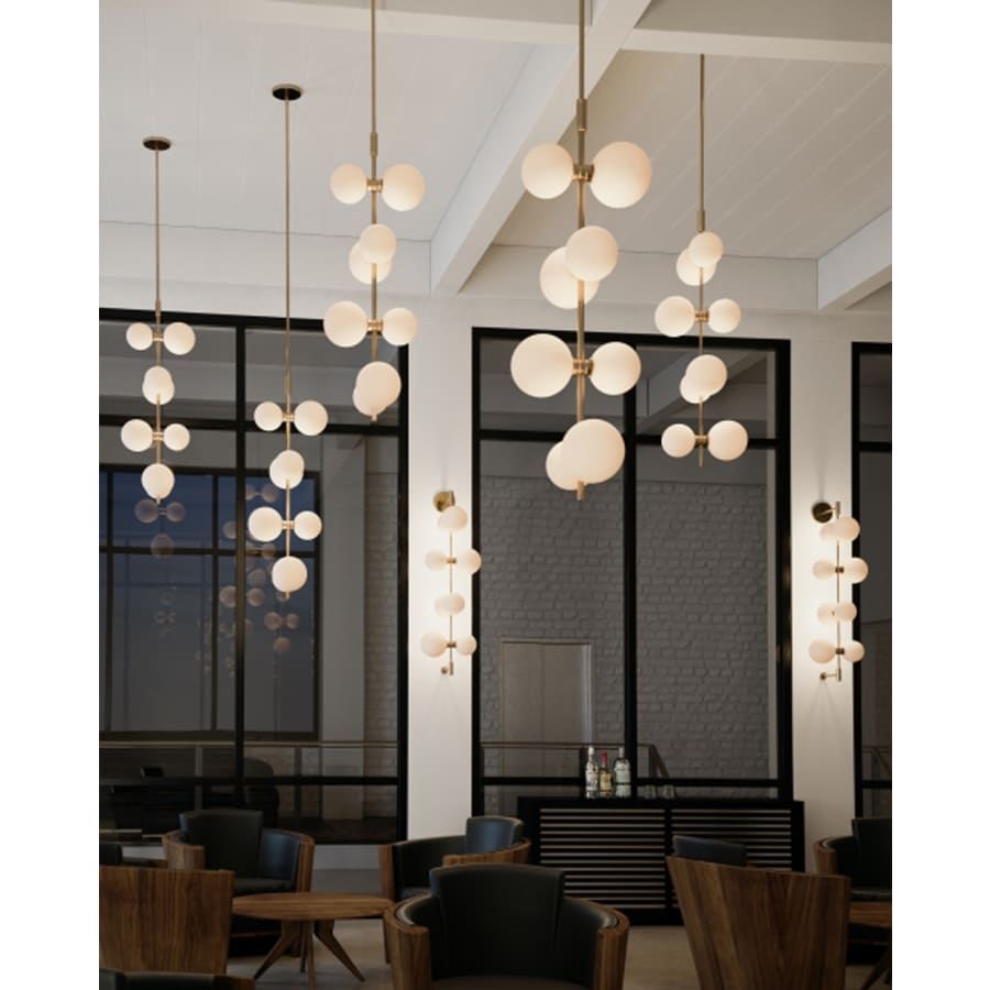 Visual Comfort ModernRail 8 Light 8-7/8" Wide LED Pendant with Remote Transformer and Opal Glass Orb Shades