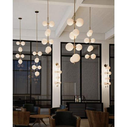 Visual Comfort ModernRail 8 Light 8-7/8" Wide LED Pendant with Remote Transformer and Opal Glass Orb Shades