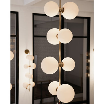 Visual Comfort ModernRail 8 Light 8-7/8" Wide LED Pendant with Remote Transformer and Opal Glass Orb Shades