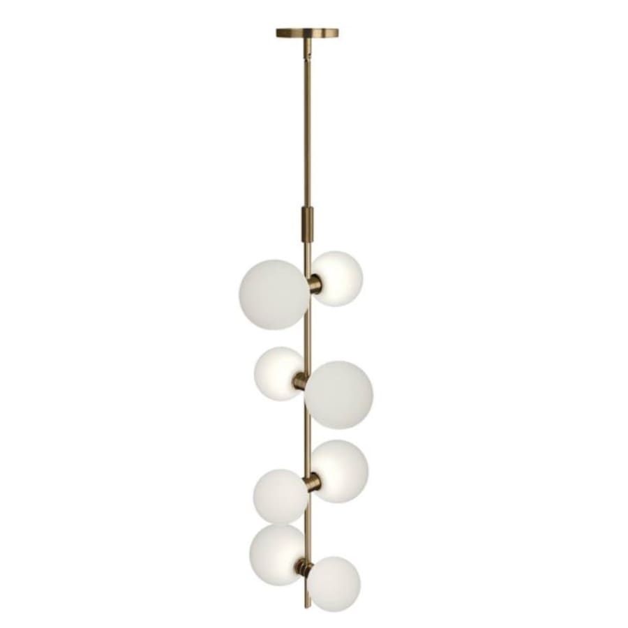 Visual Comfort ModernRail 8 Light 8-7/8" Wide LED Pendant with Remote Transformer and Opal Glass Orb Shades