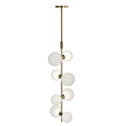 Visual Comfort ModernRail 8 Light 8-7/8" Wide LED Pendant with Remote Transformer and Opal Glass Orb Shades