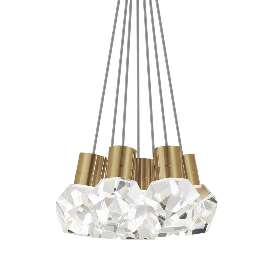 Visual Comfort Kira 8" Wide LED Natural Brass Multi Light Pendant