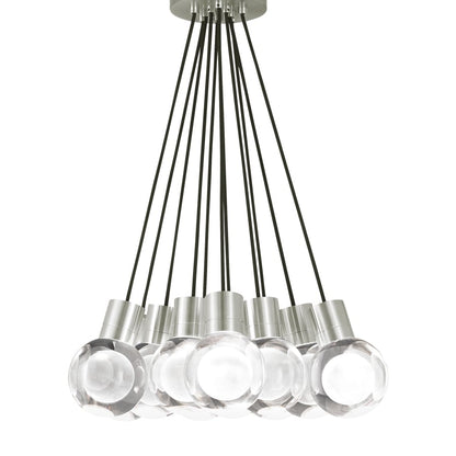 Visual Comfort Mina 11 Light 21-11/16" Wide LED Multi Light Pendant with a Clear Outer and Inner Etched Glass Spheres and Warm Color Dimming
