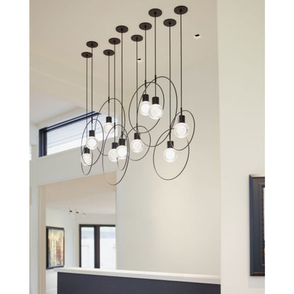 Visual Comfort Mina 3 Light 9" Wide LED Multi Light Pendant with Black and White Cord - Adjustable Color Temperature