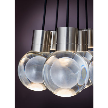 Visual Comfort Mina 7 Light 15-3/32" Wide LED Multi Light Pendant with a Clear Outer and Inner Etched Glass Spheres - 3000K
