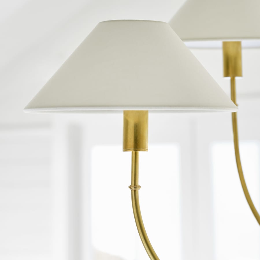 Visual Comfort Griffin 6 Light 37" Wide Chandelier with White Linen Shades