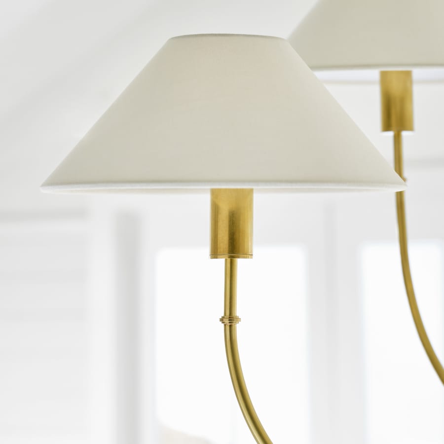 Visual Comfort Griffin 6 Light 37" Wide Chandelier with White Linen Shades