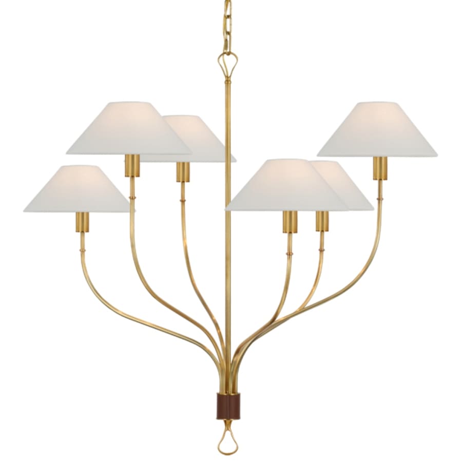 Visual Comfort Griffin 6 Light 37" Wide Chandelier with White Linen Shades