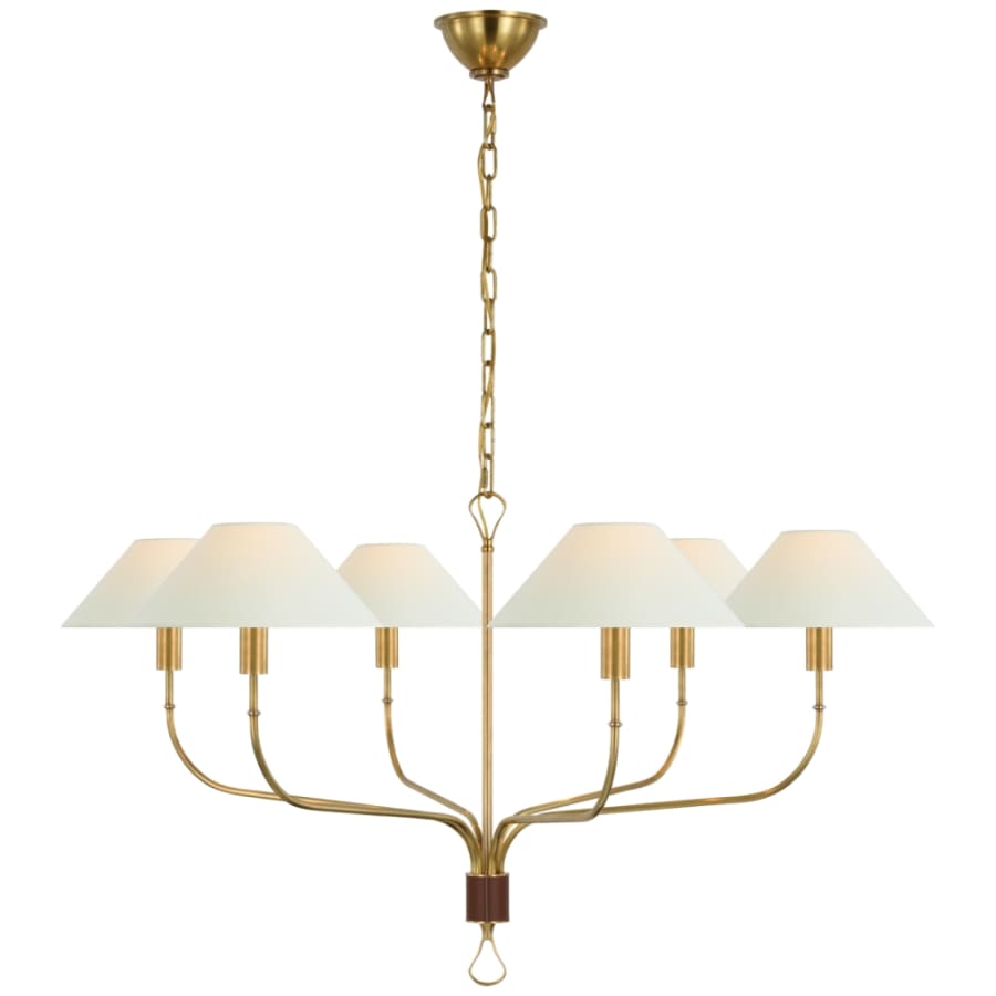 Visual Comfort Griffin 6 Light 56" Wide Chandelier with White Linen Shades