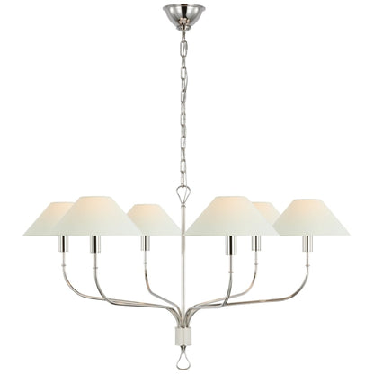 Visual Comfort Griffin 6 Light 56" Wide Chandelier with White Linen Shades